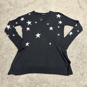 BAUKJEN XS Sweater Loxley Intarsia Jumper‎ V-Neck Long Sleeve Knit Black